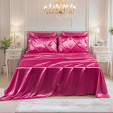 Bedbay Hot Pink Comforter Set,Satin Queen Comforter with Sheets,Bed in a Bag Queen,Pinch Pleat Bedding Set,Hot Pink Pintuck Luxury Bed Set 10 Pcs,Soft Lightweight Silk Like Satin Bedding Set Bedbay