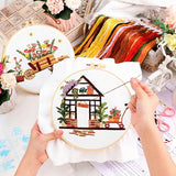 Kigley 5 Sets Embroidery Starter Kit for Adults Plant Lover Gifts for Women Beginners Flower Embroidery Shop Pattern Cross Stitch Set Flower Needlepoint Kits