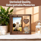 Dog Memorial Gifts for Loss of Pet - Rotating Wooden Frame for 4x6 Photo & Fur Hair Jar - Sympathy Gift for Pet Bereavement, Remembrance Keepsake - Rainbow Bridge Gift for Dog Lovers & Cat Lovers