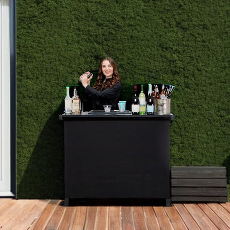 GoPong GoBar PRO Commercial Grade Portable Bar Table - Mobile Bartender Station for Events - Includes Black Skirt and Carry Case - Standard or LED GoPong