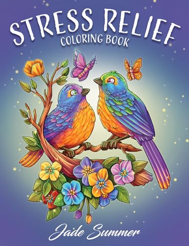 Stress Relief: Adult Coloring Book with Animals, Flowers, Fantasy, and More for Mindfulness and Relaxation WoodArtSupply