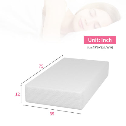 12 Inch Green Tea Memory Foam Mattress,Bed-in-a-Box Medium Firm Mattress CertiPUR-US Certified Breathable Bed Mattress for Cooler Sleep Supportive & Pressure Relief,Twin