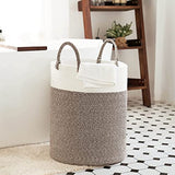 INDRESSME Tall Wicker Laundry Basket, Large Woven Clothes Hamper for Bedroom, Bathroom, Living room, Tall Nursery Hamper for Blankets, Toys, 16 x 20 inches White & Brown INDRESSME