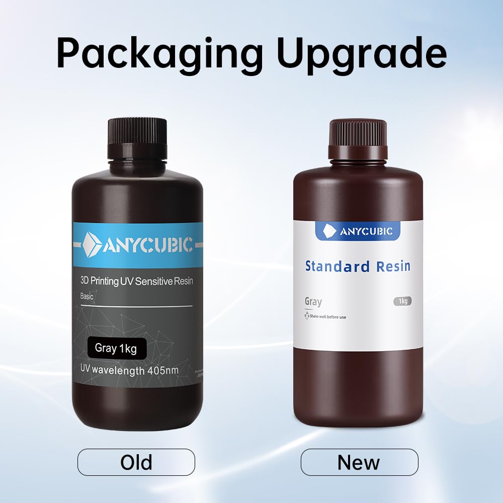 ANYCUBIC 3D Printer Resin, 405nm High Precision Fast Curing Photopolymer Resin for LCD 3D Printing 1kg Grey ANYCUBIC