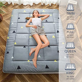 MAXYOYO Grey Triangle Futon Mattress, Padded Japanese Floor Mattress Quilted Bed Mattress Topper, Extra Thick Folding Sleeping Pad Breathable Floor Lounger Guest Bed for Camping Couch, Full MAXYOYO