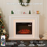 44 Inches LED Lights Electric Fireplace with Mantel, White Tall Fire Place Heater Freestanding, Delicate Three-Dimensional molding with Remote Control Timer LED Flame for Living Room, Bedroom BOSHIRO