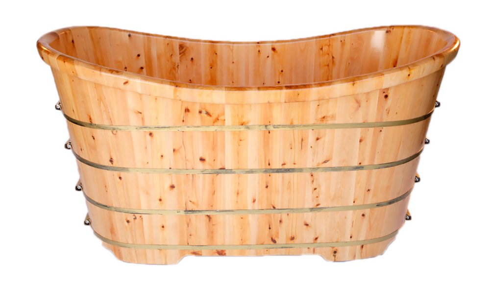 ALFI brand AB1105 63-Inch Free Standing Cedar Wood Bath Tub ALFI brand