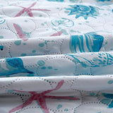 Pink Starfish & Aqua Twin Size Beach Quilt Set - Reversible & Lightweight Bedding - Collection with Coverlet Jessy Home