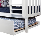 Max & Lily Bunk Bed, Twin-Over-Twin Wood Bed Frame For Kids With Trundle, White Max & Lily