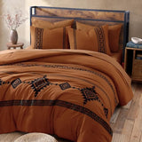 MaiRêve Embroidery Comforter Set, Boho Farmhouse Western Bedding Set, All Season Bed in A Bag Comforter Set with Sheets, Pillowcases & Shams, Burnt Orange Queen 7 Pieces MaiRêve