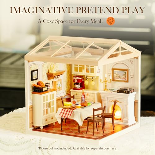 Rolife Super Creator-DIY Plastic Miniature House for Adults, Mini Blocks Model Kit Building Set for Teens 8-12, DIY Crafts/Hobbies/Building Blocks Toys for Teens&Adults (Warm Dining Room)