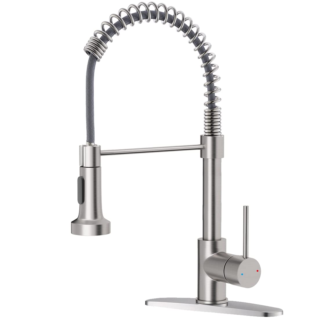 OWOFAN Kitchen Faucet with Pull Down Sprayer Brushed Nickel Stainless Steel Single Handle Pull Out Spring Sink Faucets 1 Hole Or 3 Hole Dual Function for Farmhouse Camper Laundry Utility Rv Wet Bar OWOFAN