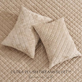 EVERGRACE Luxury Velvet Quilt Set Queen Size, Diamond Quilted Lightweight Velvet Comforter for All Season, Ultra Soft Oversized Bedspread Coverlet Bedding Set with 2 Pillow Shams, Beige Taupe EVERGRACE