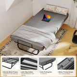 SADENICEL Folding Bed with Mattress for Adults, Portable Foldable Roll Away Bed on Wheels, Memory Foam Mattress and Metal Frame, Space Saving Fold Up for Easy Storage, 75" x 31" SADENICEL