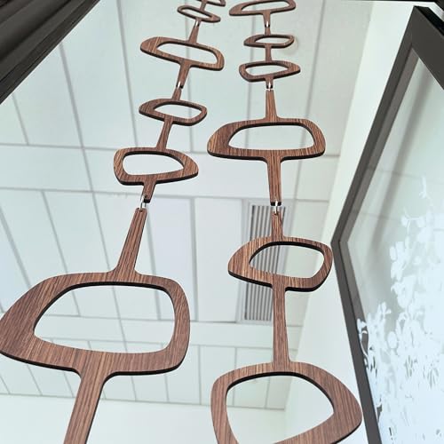 MidModArt 12PCS PVC Hanging Room Divider Panels Mid Century Modern Wall Art, Walnut Wood Texture Decorative Room Dividers for Bedroom Dining Study 10.4"x60.6" MidModArt