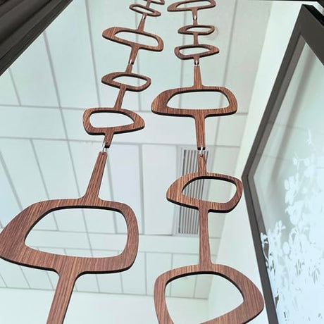 MidModArt 12PCS PVC Hanging Room Divider Panels Mid Century Modern Wall Art, Walnut Wood Texture Decorative Room Dividers for Bedroom Dining Study 10.4"x60.6" MidModArt