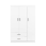 LZ LEISURE ZONE 3 Doors Wardrobe Closet, Large Freestanding Armoire Wardrobe Storage Closet with 2 Drawers and Hanging Rod, Bedroom Armoires Wardrobe Clothes Storage Cabinet Organizer, White LZ LEISURE ZONE