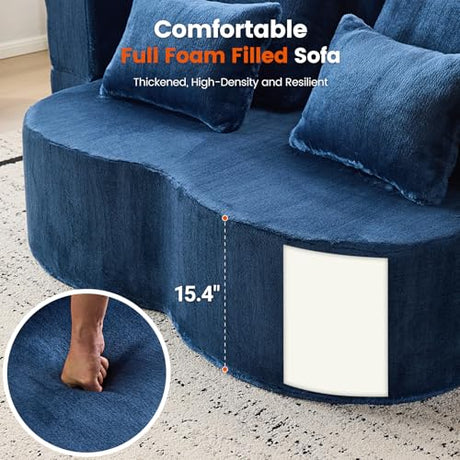 Orynveela Convertible Folding Sofa Bed, 78” Full Size Floor Sleeper Couch, Chenille Full Foam Futon Loveseat for Living Room Bedroom, No Assembly Required (Deep Blue) Orynveela
