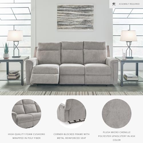 Signature Design by Ashley Barnsana Minimalist Power Reclining Sofa with USB Charging Ports, Light Gray Signature Design by Ashley