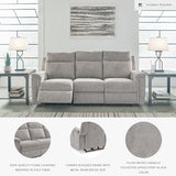 Signature Design by Ashley Barnsana Minimalist Power Reclining Sofa with USB Charging Ports, Light Gray Signature Design by Ashley