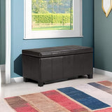 SIMPLIHOME Dover 36 inch Wide Contemporary Rectangle Storage Ottoman Bench in Tanners Brown Vegan Faux Leather, Assembled, For the Living Room, Entryway and Family Room SIMPLIHOME