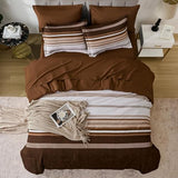 Dobuyly Brown Comforter Queen Size 7 Pieces, Boho Striped Bed in a Bag Set, Soft Microfiber Bedding Set with Comforter, Sheets, Pillowcases & Shams Dobuyly