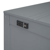 Harper & Bright Designs Full Size Murphy Bed with USB Port, Wooden Full Bed Frame with 2 Removable Desk, Foldable Cube Cabinet Full Platform Bed, Modern Murphy Bed for Guest Room Home Office, Gray Harper & Bright Designs