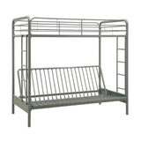 Pemberly Row Modern Twin Over Futon Metal Bunk Bed in Silver Pemberly Row