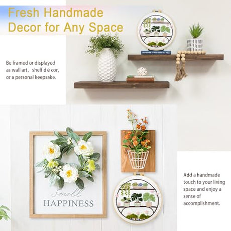 GooStryxen Green Plant Embroidery Kit for Adults, Needlepoint Kit for Beginners with Hoop, Threads & Tools, Botanical DIY Needlepoint for Home Decor GooStryxen