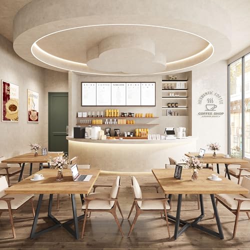 Tribesigns Square Dining Table Set of 6, 31.5" Farmhouse Dinner Table with Metal Base, Wood Kitchen Table for Dining Room, Small Space, Apartment, Rustic Brown & Black Tribesigns