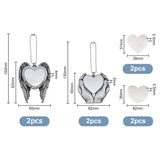 SUPERFINDINGS 4 Sets 2 Styles Alloy Heat Transfer Sublimation Blank Pendant Angel Wing Hands Holding Love Heart Photo Frame Pendant DIY Keychain Decorations SUPERFINDINGS