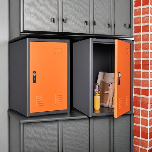 KAER Lockable Metal Locker Storage Cabinet With 1 Door, 19.6" H Organizer, for School, Office, Home, Preschool, Garage, Storage Room - Assembly Required KAER