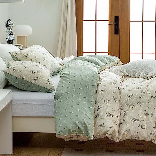 Jane yre Floral Duvet Cover Queen, Brushed Microfiber 3 Pieces Floral Bedding Set Queen, Garden Style Flower Pattern Flower Queen Duvet Cover, with Zipper Closure, Luxury Soft Breathable Comfy Jane yre