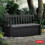 Keter Solana 70 Gallon Storage Bench Deck Box for Patio Furniture, Front Porch Decor and Outdoor Seating – Perfect to Store Garden Tools and Pool Floats, Graphite Keter