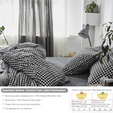 mixinni Black Gingham Comforter Set King, Plaid Comforter Set 3 Pieces 1 Black Grid Comfoter with 2 Pillow Cases for All Seasons, Soft Fluffy Modern Grid Pattern Printed Bedding-King Size mixinni