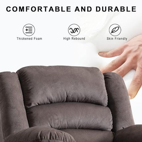EBELLO Classic Power Recliner Chair, Oversized Electric Overstuffed Reclining Chair with Soft Cushion and Back, Sofa with Comfortable Armchair, Brown EBELLO