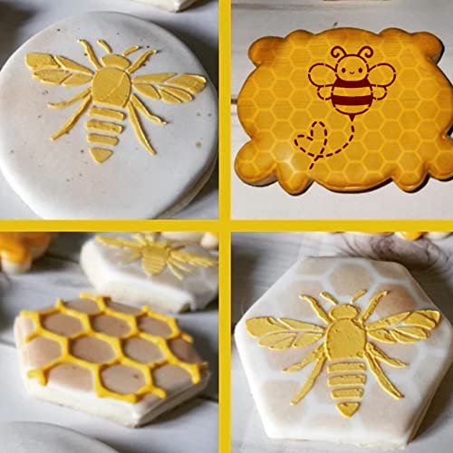 12 Pieces Bee Honeycomb Stencil, Reusable Bee Stencils for Painting on Wood Signs Furniture DIY Crafts Wall Canvas Fabric Plastic Drawing Template Hexagon Paint Wood Burning Stencils (bee) Hosomono