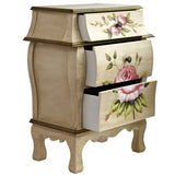 Nearly Natural Antique Night Stand w/Floral Art Nightstand, Beige/Pink/Gold,23" x 14.5" x 34.5" Nearly Natural