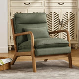 INZOY Mid Century Modern Accent Chair with Wood Frame, Upholstered Reading Armchair with Waist Cushion, Double Padded Accent Chair, Side Chair for Living Room Bedroom Office, Easy Assembly, Green INZOY