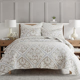 Levtex Home - Becker Taupe Quilt Set - King Quilt and Two King Shams - Ikat - Taupe, Grey and Cream - Quilt (106x92in.) and Shams (20x36in.) - Reversible - Cotton Levtex Home