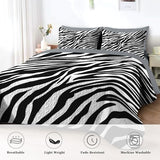 Pamnest Quilt Set Full/Queen Size, Zebra Stripe Animal 3 Pcs Soft Bed Cover Bedding Set for Kids and Adults, Black White Lightweight Bedspread Coverlet with Pillow Sham for All Season Pamnest