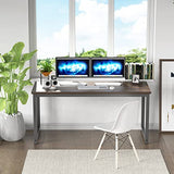 NSdirect Large Office Desk for Home Office, Large 63” Computer Desk Table, Wide Writing Study Desk for 2 Person, Metal Sturdy Frame Thicker Steel Legs, Black Chocolate NSdirect