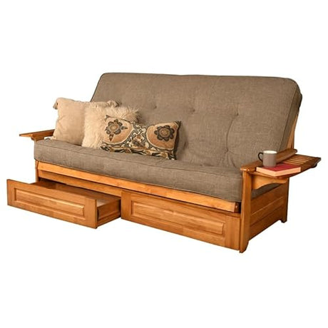 Kodiak Furniture Phoenix Queen Butternut Wood Storage Futon-Linen Stone Mattress Kodiak Furniture