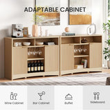 Amada Coffee Bar Cabinet with Wine Glass Rack, 47.2" Buffet Sideboard with Adjustable Shelves, Storage Cabinet for Kitchen,Entryway,Dining Room, Home Bar, Holds 200 lbs, Soft-Close Hinges,Natural Oak AMADA HOMEFURNISHING