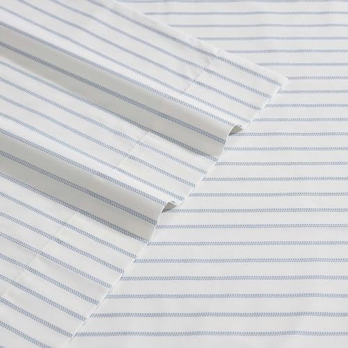 Eddie Bauer - Twin Sheets, Cotton Percale Bedding Set, Crisp & Cool Home Decor (Essential Stripe White, Twin) Eddie Bauer