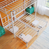 Bellemave Triple Bunk Bed for Kids, Adults, Teens, Twin Over Twin Metal Bunk Beds for 3 Kids, 3 bunk beds（Heavy Metal, White） Bellemave