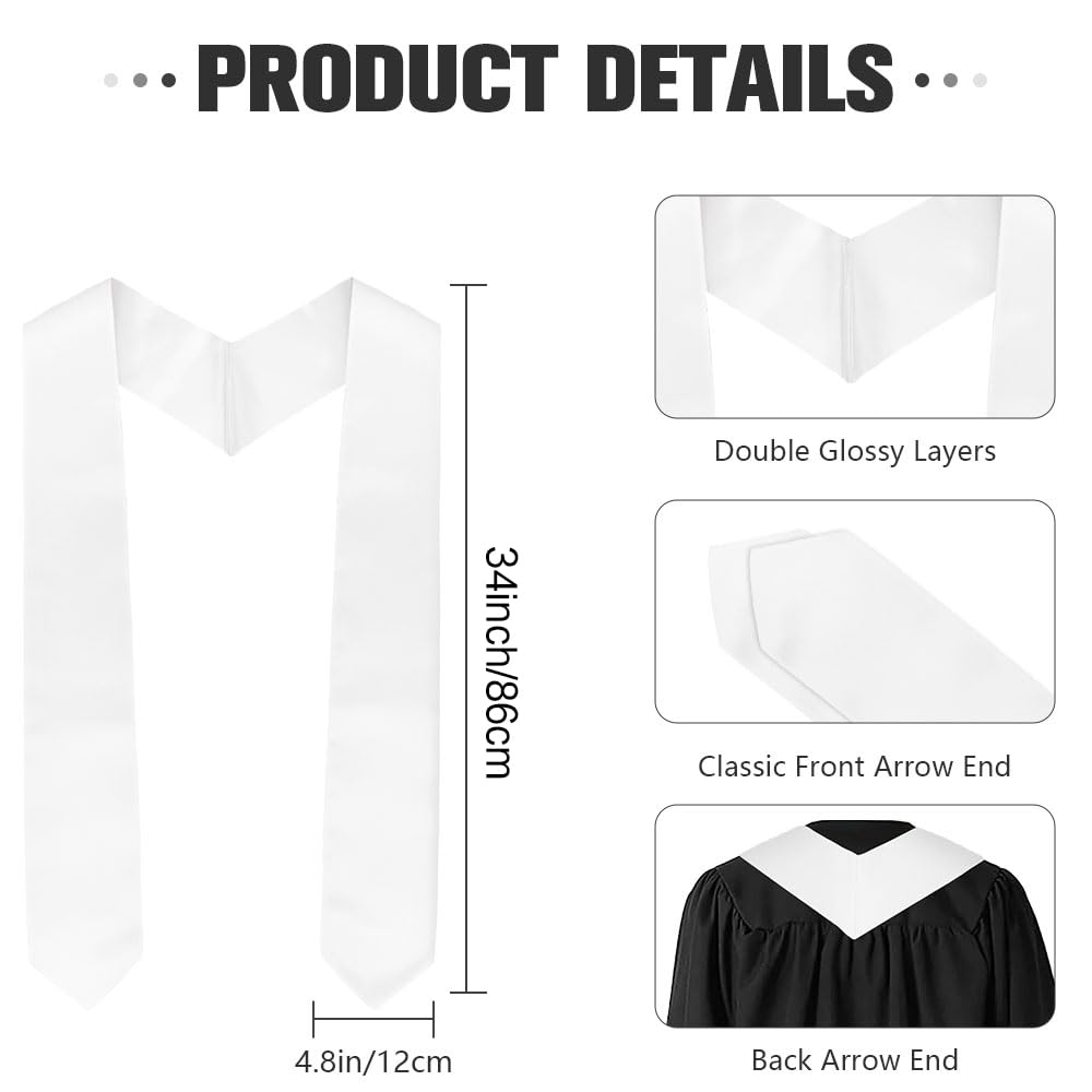 Graduation Stole Graduation Sash Graduation Stole Class of 2025 White Graduation Stole White Sash Honors Graduation Stoles Graduation Shawl Sublimation Stoles Blanks White Stole Graduation to Write on Linsuminn