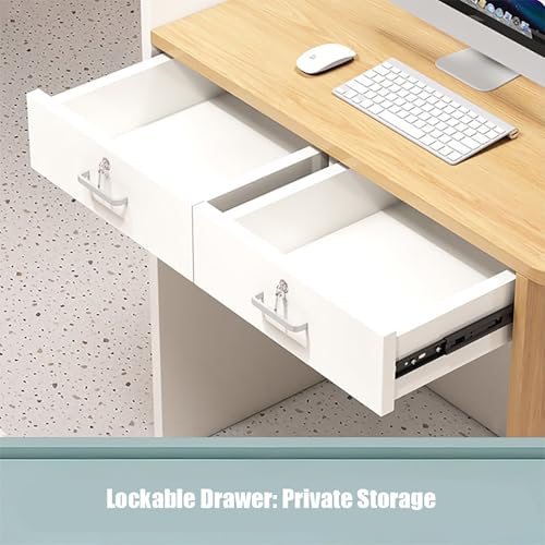 32 Inch Reception Desk, Modern Reception Table with LED Light, Front Counter Desk with Lockable Drawer, Checkout Counter for Lobby, Salon, Retail, Home Office, Reception Room
