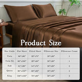LIFCOM Satin Sheets Queen Size Bed Set,Similar to Silk Sheets,4Pcs Luxury Satin Sheet Set with 15 Inches Deep Pocket (Queen, Brown) LIFCOM