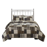 Madison Park Reversible Quilt Cabin Lifestyle Plaid Design - All Season, Breathable Coverlet Bedspread Bedding Set, Matching Shams, Timber Black/Brown Full/Queen(90"x90") 3 Piece Madison Park